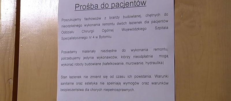 Szpital w Bytomiu prosi o pomoc. Nietypowy apel do pacjentów