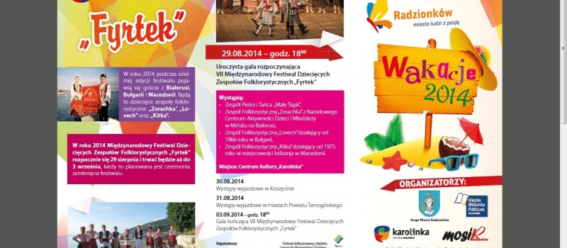 RADZIONKÓW ZAPRASZA NA WAKACJE