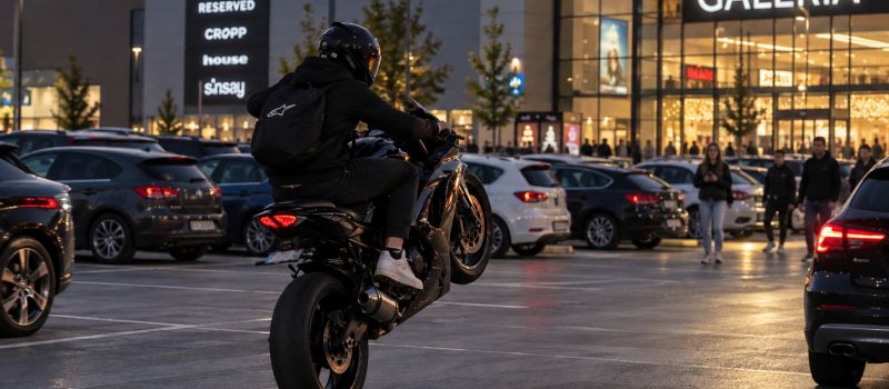 1500 złotych mandatu za jazdę na jednym kole