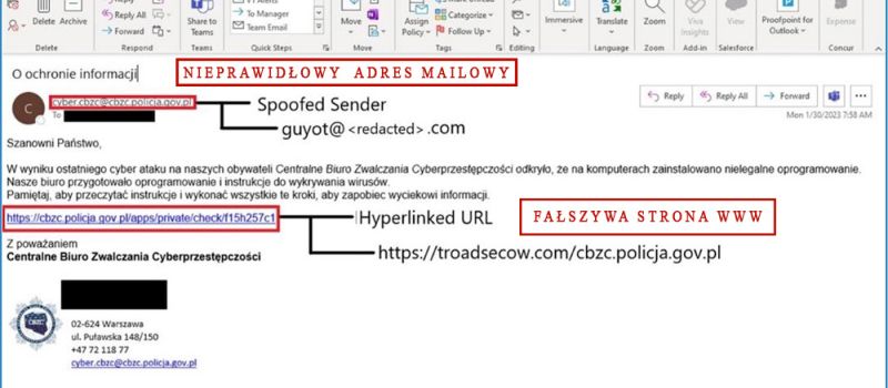 Policja ostrzega przed fałszywymi mailami ws. cyberataku