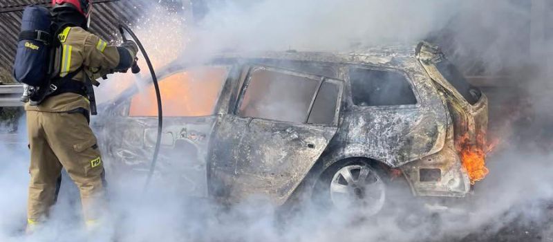 Pożar samochodu na A4 w Rudzie Śląskiej